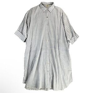 Lagenlook Oversized Cotton Tunic Shirt Dress Retreat Resort Layer Block Print